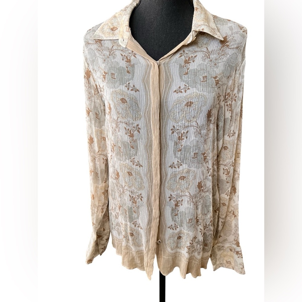 Liz Claiborne 100% Silk Crinkle Blouse - Picture 2 of 5